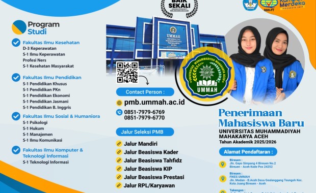 Pendaftaran Mahasiswa Baru UMMAH 2025 Dibuka, Ini Syarat dan Jalur Seleksinya